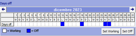 A calendar with numbers and letters

Description automatically generated